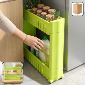 Prexo Plastic 2 Layer Slim Storage Rack with Wheels