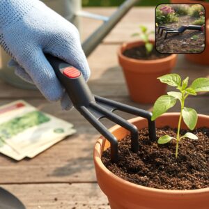 Hand Garden Cultivator Rake Plastic Gardening Tool (1 Pc, 27 Cm)