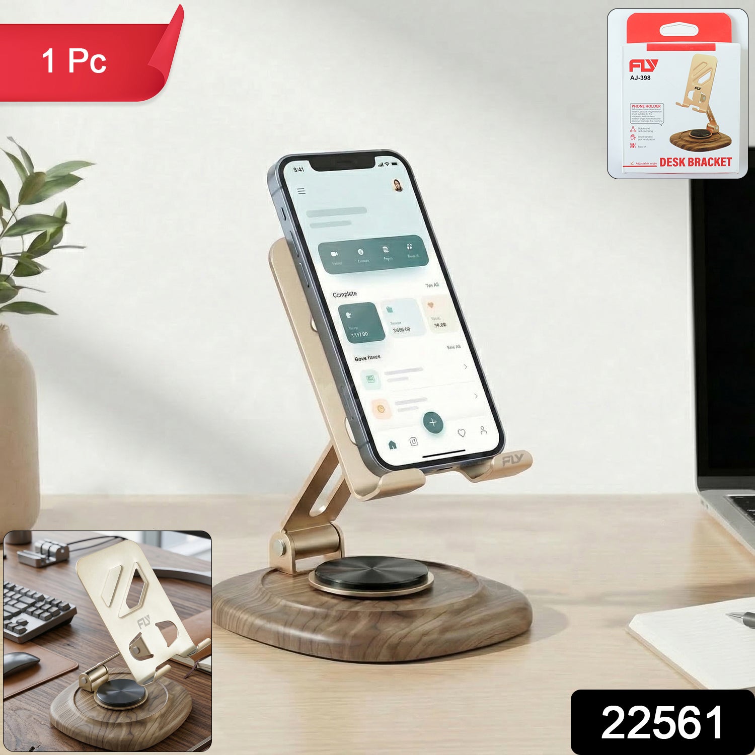 Adjustable Metal Desk Phone Stand with Plastic Base (1 Pc) 2 Adjustable Metal Desk Phone Stand with Plastic Base (1 Pc) - Image 2