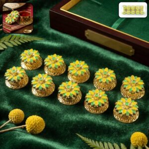 Decorative Kankavati Kumkum Storage Set (10 Pc Set, Mix Design)