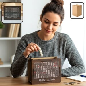 Wooden Big Piggy Bank Money Saving Box (1 Pc)