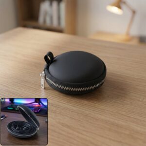 Compact Hard Shell Earphone Carrying Case with Zipper Closure (1 Pc)