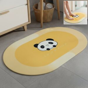 Anti-Slip Cartoon Panda Printed Bathroom Floor Mat (1 Pc, 90 x 59 Cm)