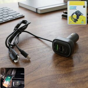RGB Breathing Light Multi Port Car USB Charger (1 Set, 62 Cm)