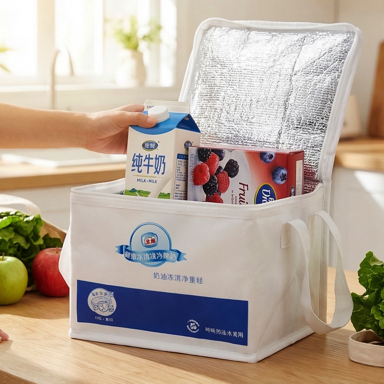 Portable Insulated Lunch Bag with Zipper Closure 16x19x21 Cm 3 Portable Insulated Lunch Bag with Zipper Closure 16x19x21 Cm - Image 3