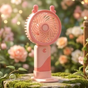 Portable USB Rechargeable Mini Fan with LED Light (1 Set)