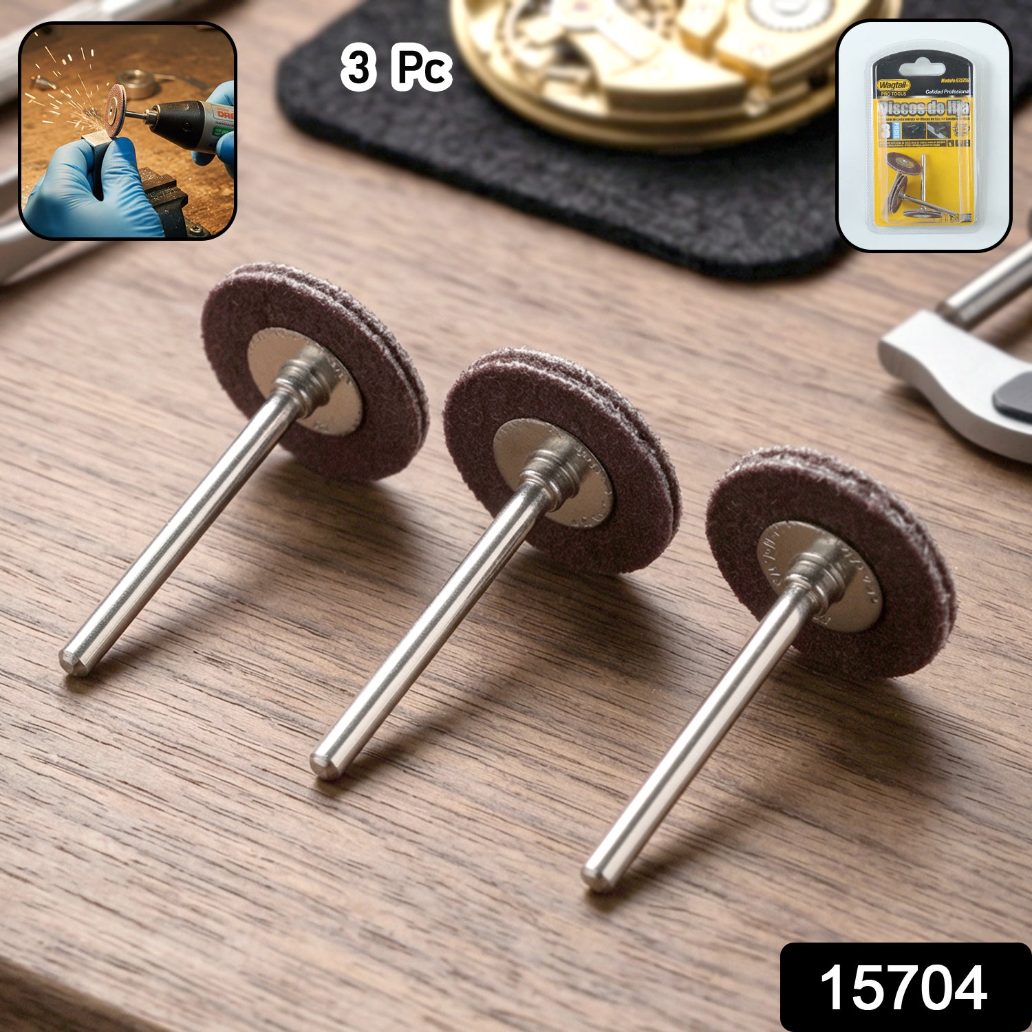 Wagtail Mini Rotary Tool Grinding Wheel Disc Set with Metal Shank (3 Pc Set) 2 Wagtail Mini Rotary Tool Grinding Wheel Disc Set with Metal Shank (3 Pc Set) - Image 2