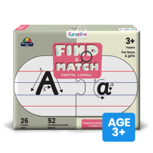 Capital and Small Letter Matching Puzzle - Ages 3+ (52 cardboard puzzle pieces) Find & Match series