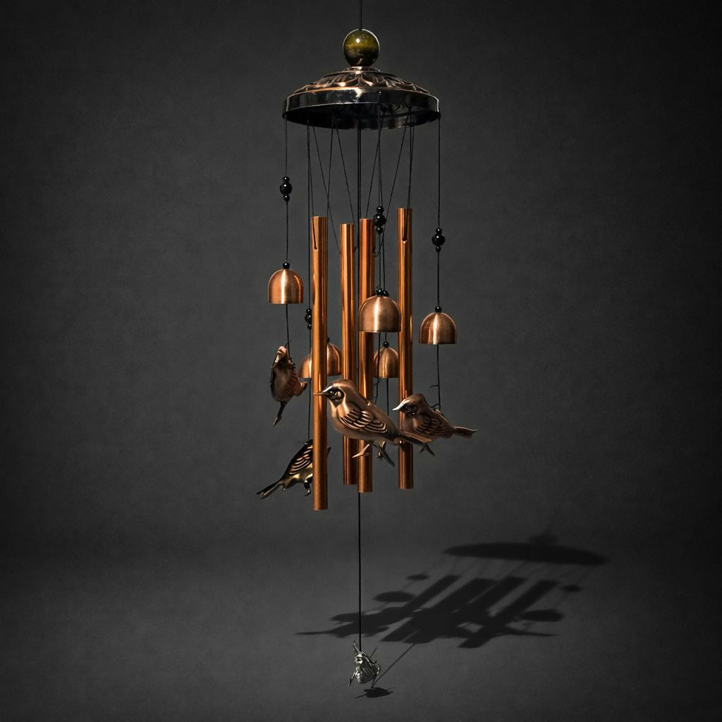 Metal Wind Chime with Bird Design Hanging Decor for Home Balcony 3 Metal Wind Chime with Bird Design Hanging Decor for Home Balcony - Image 3