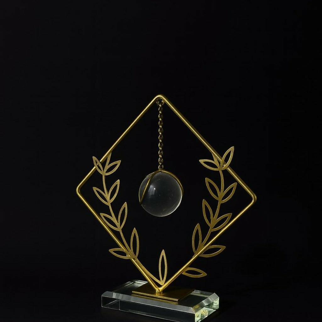 Modern Crystal Orb Table Decor Metal Frame Decorative Showpiece 2 Modern Crystal Orb Table Decor Metal Frame Decorative Showpiece - Image 2