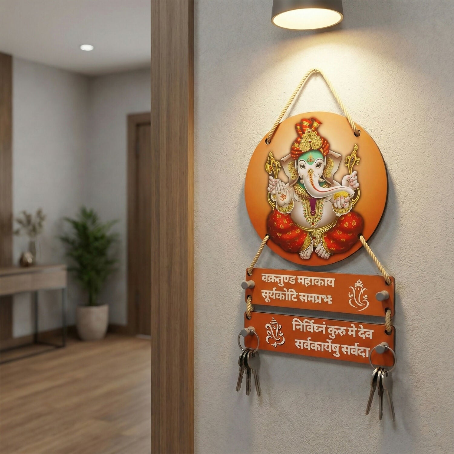Lord Ganesha Decorative Wall Hanging Key Holder with Shloka Design for Home Entrance 3 Lord Ganesha Decorative Wall Hanging Key Holder with Shloka Design for Home Entrance - Image 3