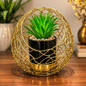 Modern Metal Ring Planter with Decorative Pot for Table Decor