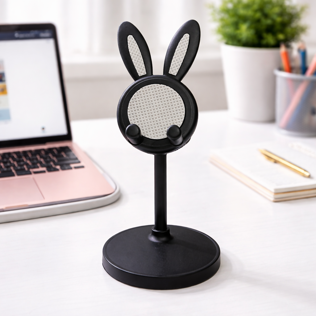 Black Rabbit Ear Mobile Phone Stand Desk Holder for Smartphone 1 Black Rabbit Ear Mobile Phone Stand Desk Holder for Smartphone
