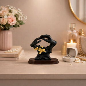 Abstract Hand Sculpture Showpiece with Gold Floral Design Decor