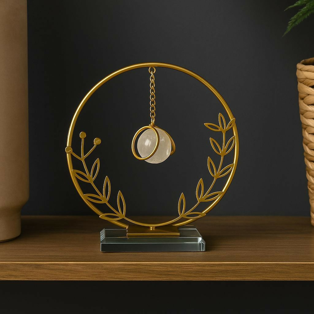 Crystal Ball Metal Ring Table Decor Modern Decorative Showpiece 1 Crystal Ball Metal Ring Table Decor Modern Decorative Showpiece