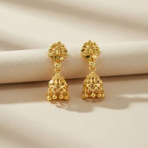 Traditional Gold Plated Jhumka Earrings for Women – Elegant Ethnic Drop Jewelry