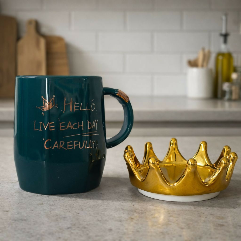 Ceramic Crown Lid Coffee Mug Stylish Motivational Tea Cup 2 Ceramic Crown Lid Coffee Mug Stylish Motivational Tea Cup - Image 2