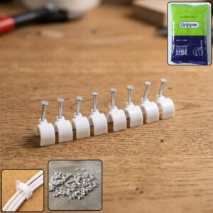 Heavy Duty Plastic Cable Clip with Steel Nail (100 Pc, 8mm)
