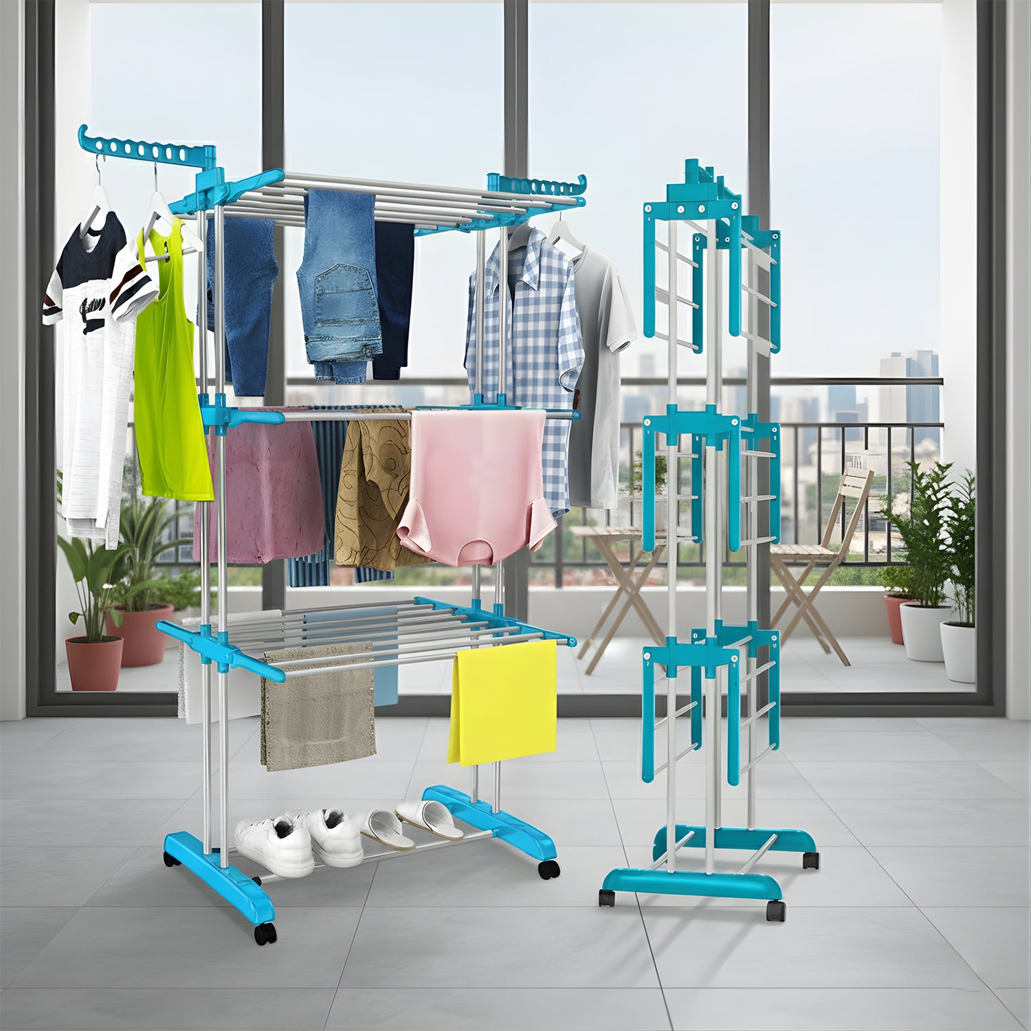 Foldable Cloth Drying Stand with Wheels – Multi-Layer Heavy Duty Rack 2 Foldable Cloth Drying Stand with Wheels – Multi-Layer Heavy Duty Rack - Image 2