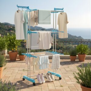 Foldable Cloth Drying Stand with Wheels – Multi-Layer Heavy Duty Rack