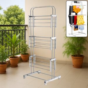 Foldable Cloth Drying Stand with Wheels