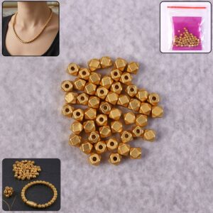 Gold-Plated Hexagon Spacer Beads for Jewelry Making – Diamond Cut Design (Pack of 50)