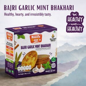 Naasta Baasta Bajri Garlic Mint Bhakhari – Millet Based Crunchy & Ready to Eat Snack (200 Gm)