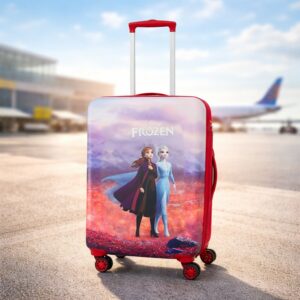 NOVEX Disney Frozen Red Travelling Kids Trolley Bags for Girls Luggage 4 Wheels ( Blue /22 Inch)