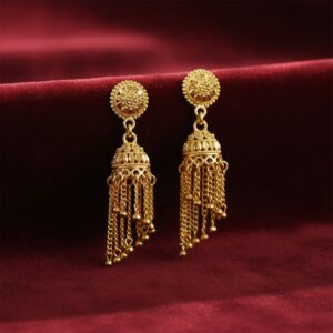 Elegant Traditional Gold Tone Jhumka Earrings for Women Ethnic Party Wear Drop Earrings