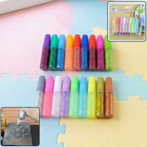18 Assorted Color Glitter Glue Pens Set for Art & Craft Decoration