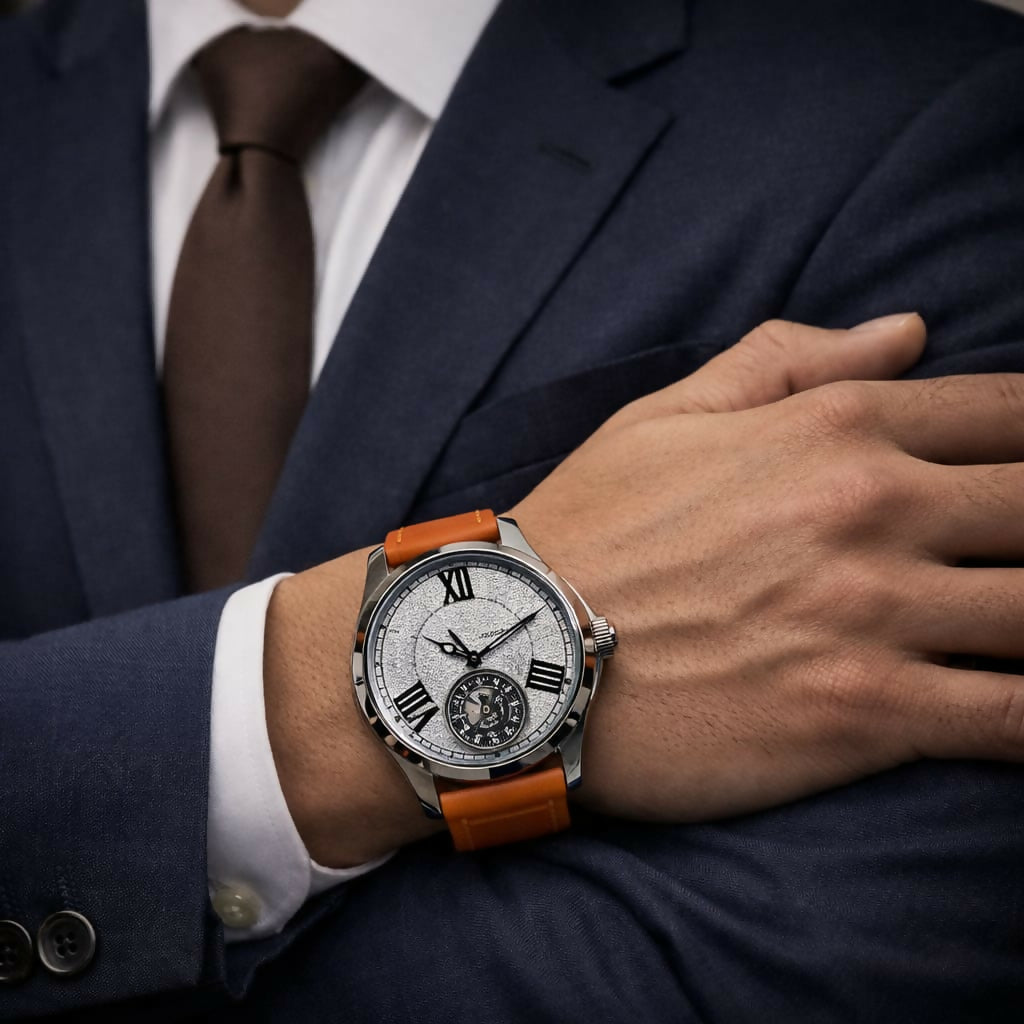 Luxury Analog Men’s Wrist Watch with Skeleton Dial and Orange Silicone Strap 3 Luxury Analog Men’s Wrist Watch with Skeleton Dial and Orange Silicone Strap - Image 3