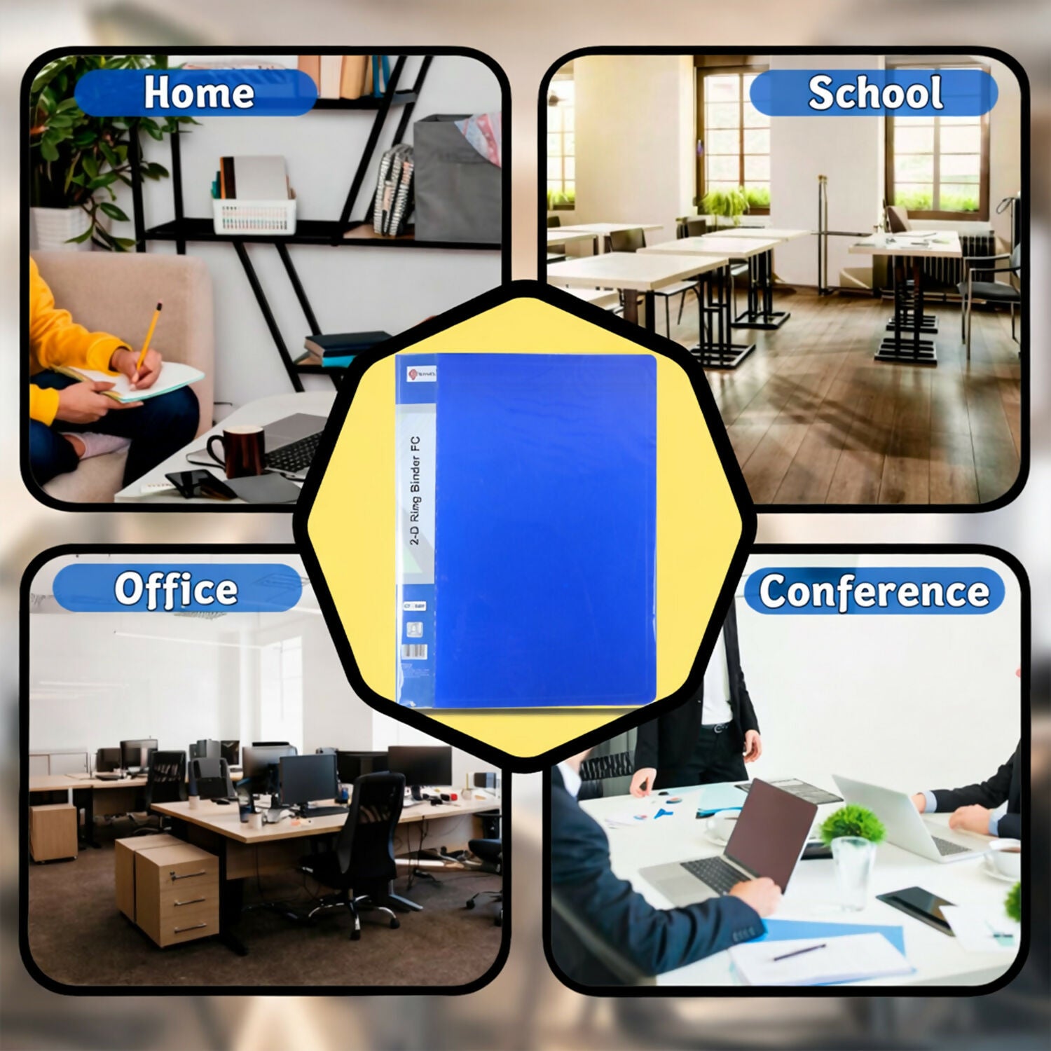 Aerotix FC 2-D Ring Binder File Folder with Inside Pocket for School, Office 3 Aerotix FC 2-D Ring Binder File Folder with Inside Pocket for School, Office - Image 3