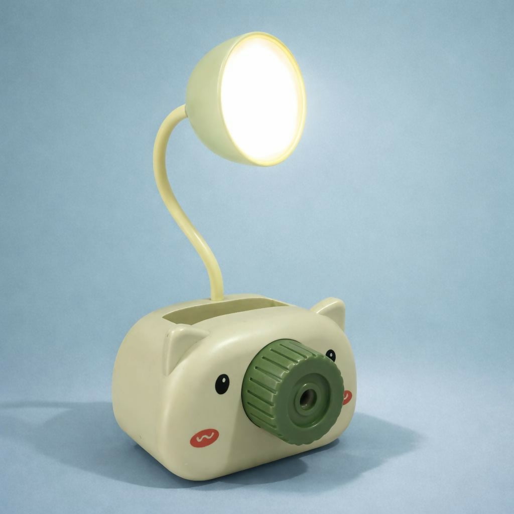 Green Kids Desk Lamp with Pencil Sharpener and Pen Holder Study Table Light 3 Green Kids Desk Lamp with Pencil Sharpener and Pen Holder Study Table Light - Image 3
