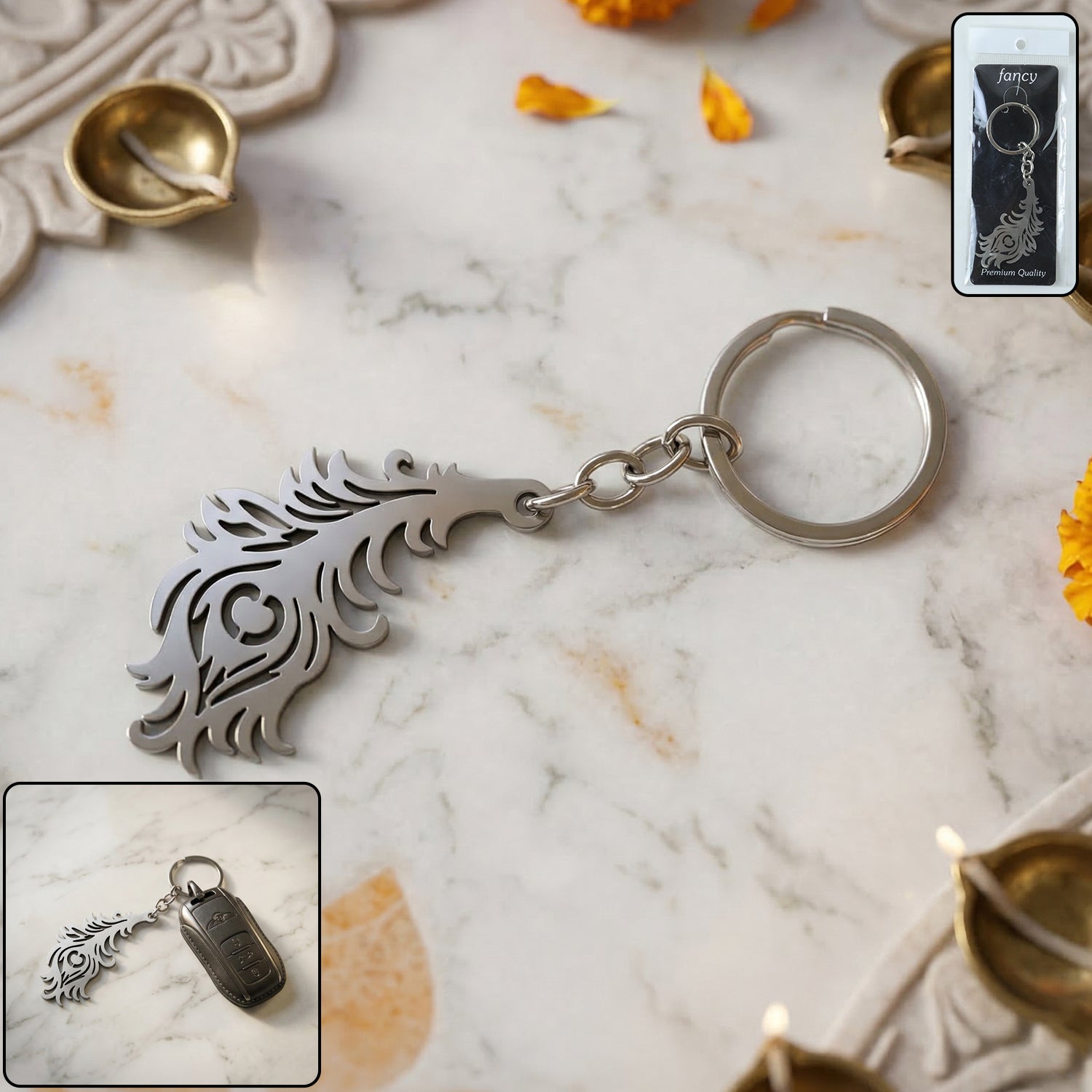 Premium Metal Morpich Feather Design Keychain 1 Pc 1 Premium Metal Morpich Feather Design Keychain 1 Pc