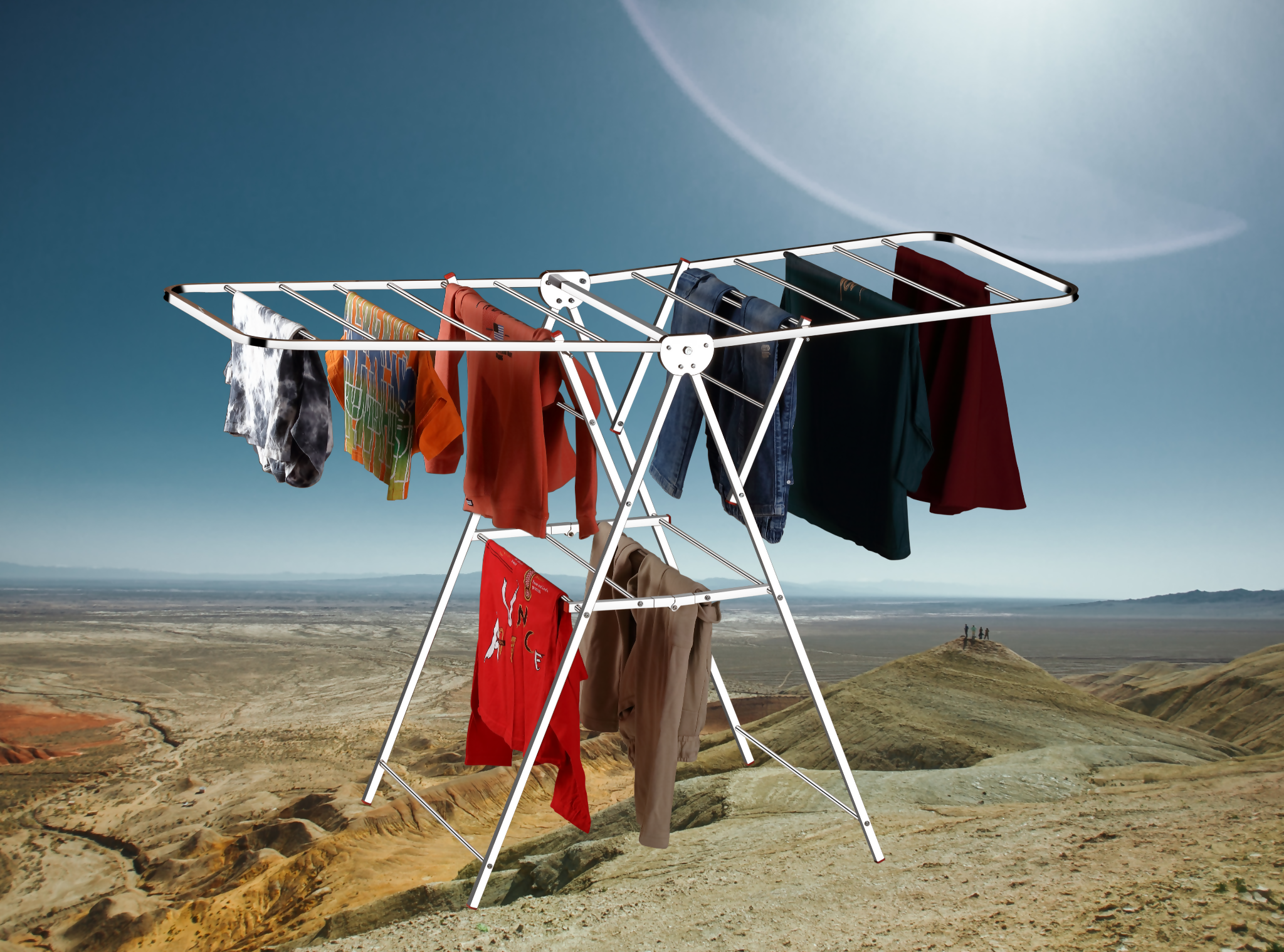Foldable Stainless Steel Clothes Drying Rack | Single Layer | Rust-Resistant | 150 x 76 x 102 cm | Heavy-Duty 2 Foldable Stainless Steel Clothes Drying Rack | Single Layer | Rust-Resistant | 150 x 76 x 102 cm | Heavy-Duty - Image 2