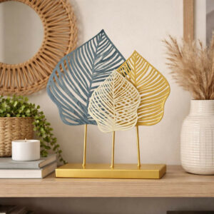Metal Leaf Table Decor Showpiece Modern Home Decorative Accent