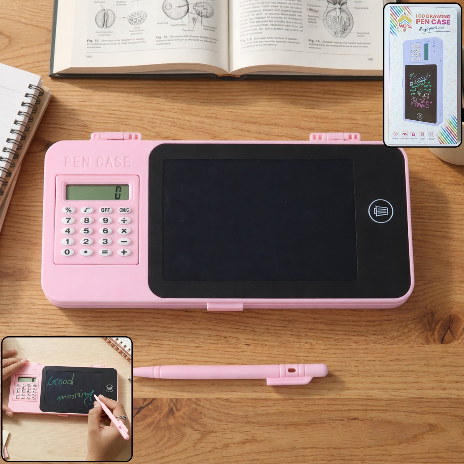 LCD Writing Tablet Pencil Case with Calculator 1 Pc 1 LCD Writing Tablet Pencil Case with Calculator 1 Pc