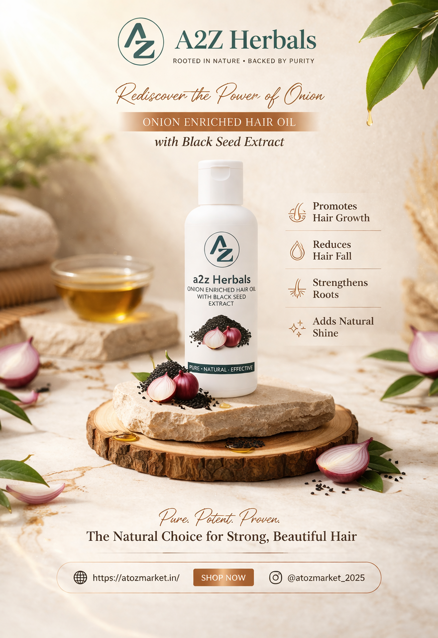 A2Z Onion & Black Seed Hair Oil – Anti Hair Fall (100ml) 4 A2Z Herbal Onion Oil