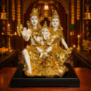 Golden Shiv Parivar Idol with Ganesh Decorative Showpiece