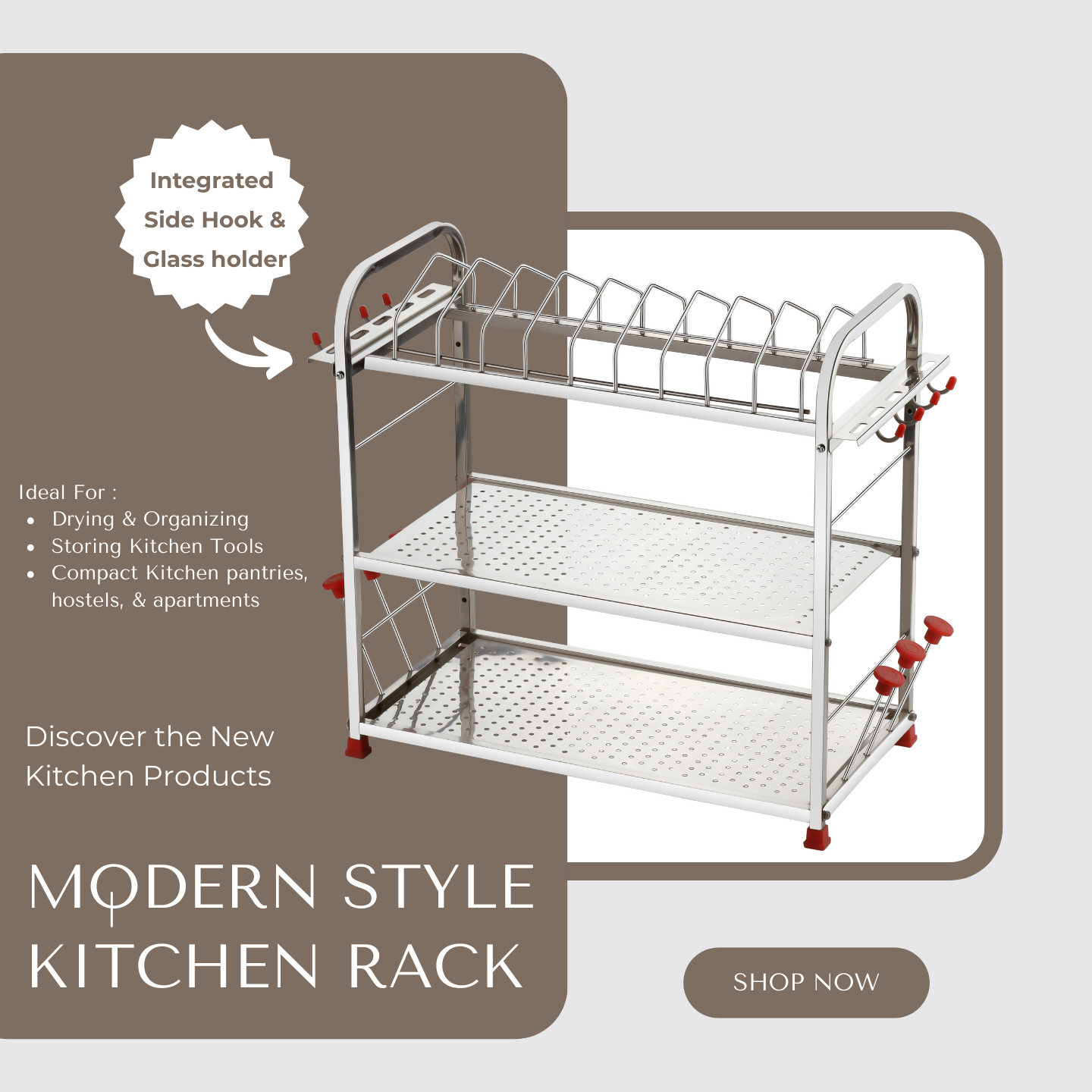 Regular Stainless Steel 18 x 18 Dish Rack 3 Regular Stainless Steel 18 x 18 Dish Rack - Image 3