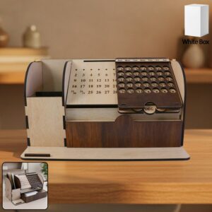 Wooden Multipurpose Desk Organizer Stand With Calendar – Standard Size
