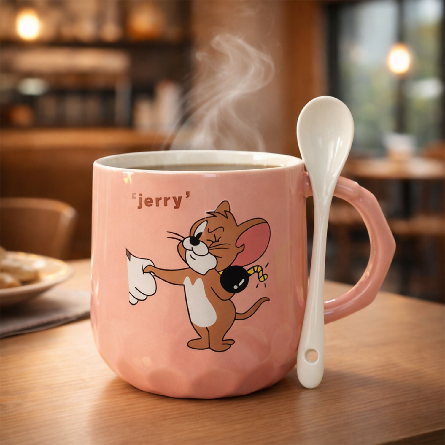 Cartoon Couple Ceramic Coffee Mug Set with Spoons Gift Box (Set of 2) 2 Cartoon Couple Ceramic Coffee Mug Set with Spoons Gift Box (Set of 2) - Image 2