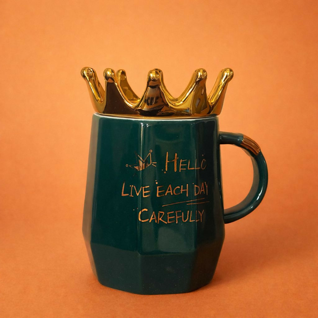 Ceramic Crown Lid Coffee Mug Stylish Motivational Tea Cup 1 Ceramic Crown Lid Coffee Mug Stylish Motivational Tea Cup