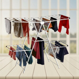 Double-Layer Foldable Stainless Steel Clothes Drying Rack (150×76×127 cm)