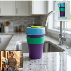 Reusable Colorful Travel Mug with Secure Silicone Lid (1 Pc, 400 ML)