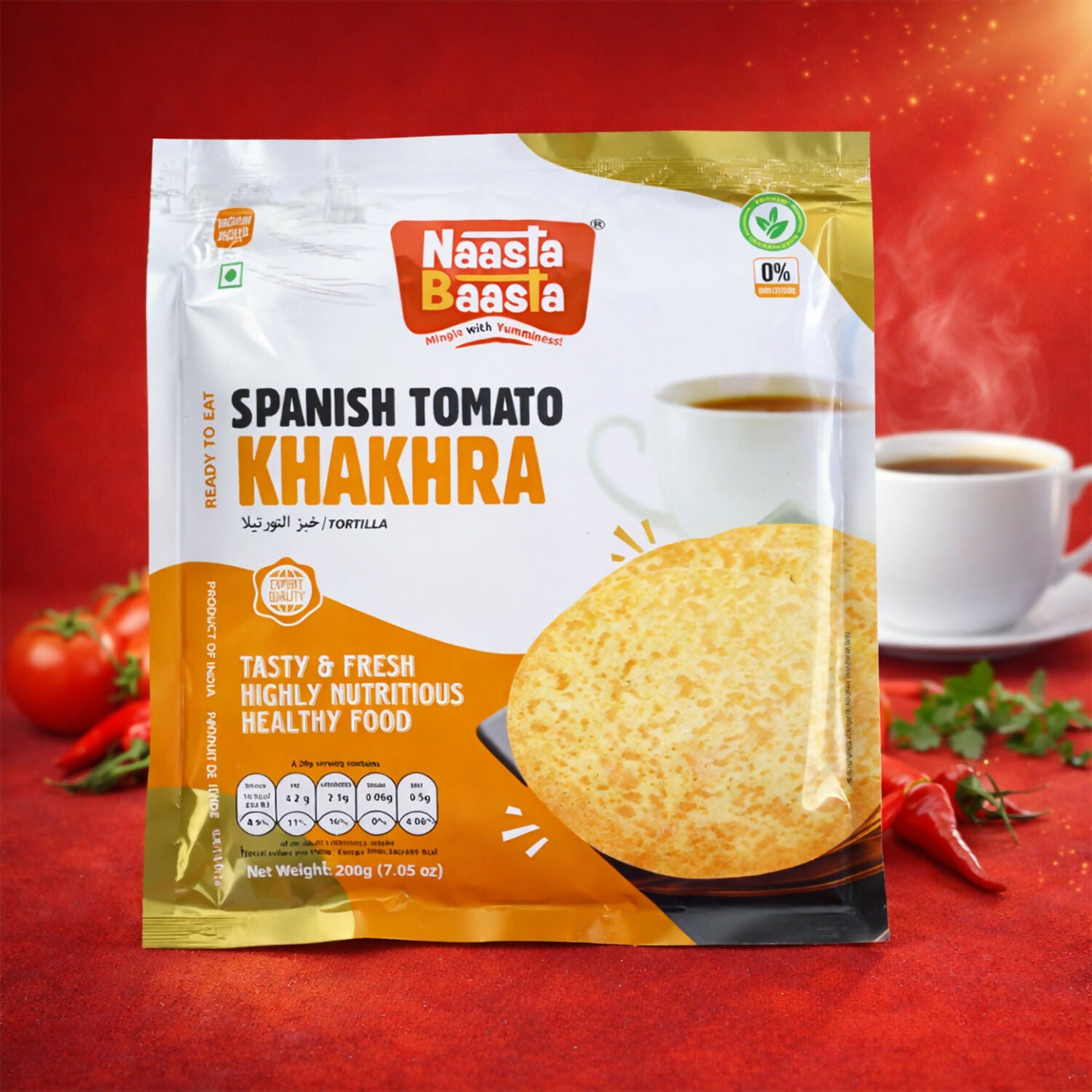 Naasta Baasta Spanish Tomato Khakhra – Tasty & Fresh Highly Nutritious Healthy Food (200Gm) 1 Naasta Baasta Spanish Tomato Khakhra – Tasty & Fresh Highly Nutritious Healthy Food (200Gm)