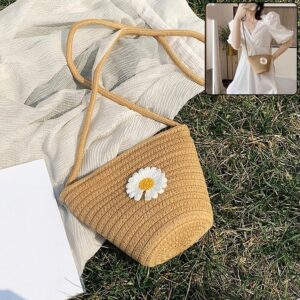 Stylish Jute Crossbody Sling Bag (1 Pc, 17x23 Cm)