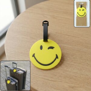 Cute Smiley Face Round Travel Identification Luggage Bag Tag (1 Pc)