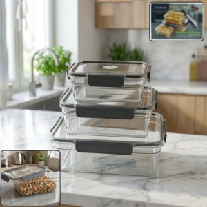 Plastic Airtight Food Storage Container Set(3 Pc, 750 ML, 1500 ML, 2800 ML)