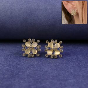 Elegant Floral Crystal Stud Earrings for Women And Girls